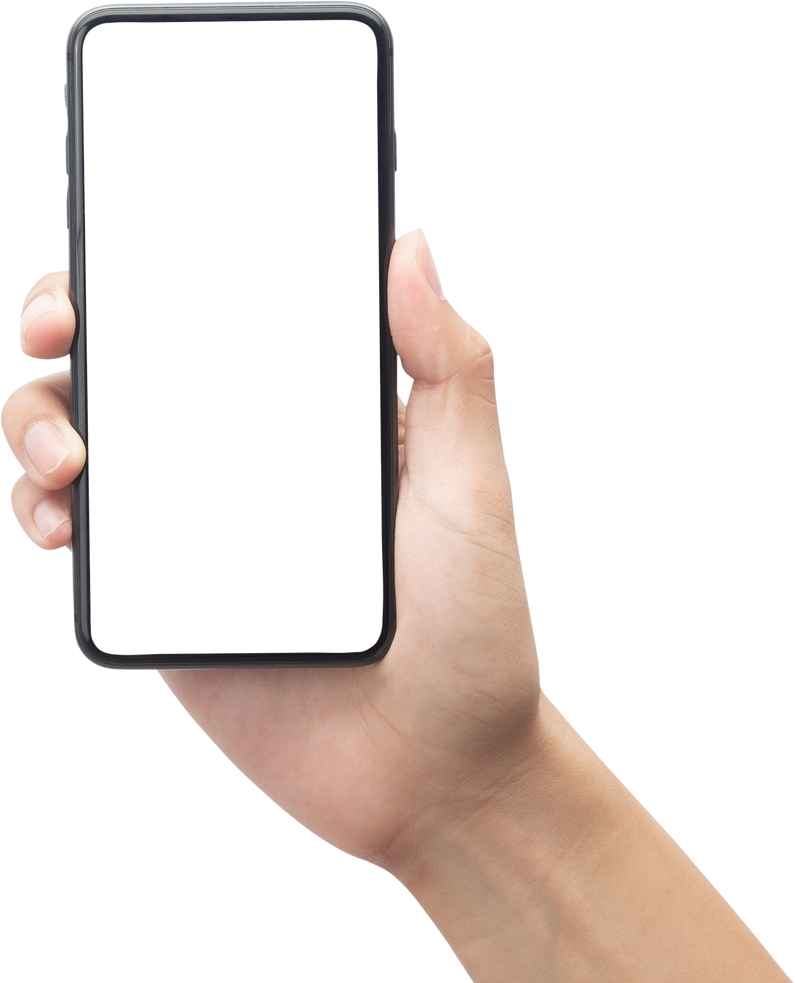 Hand Holding Smartphone with Mockup Screen Cutout